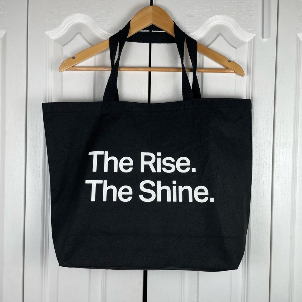 Vuori The Rise The Shine Canvas Tote Bag Black & White 100% Cotton Market Eco - Picture 5 of 14